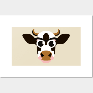 Cow With Daisy Magnets stickers Posters and Art